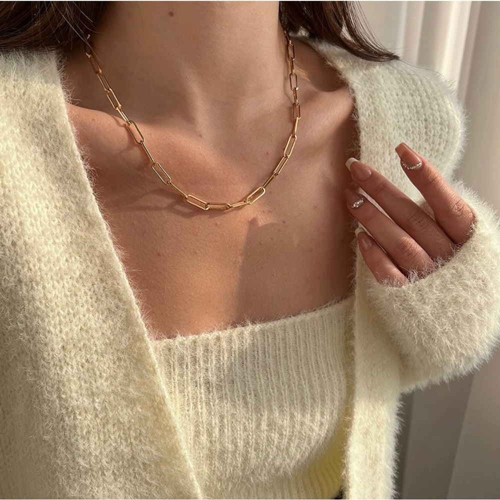 Gold 14k Gold Plated Paperclip Chain Necklace